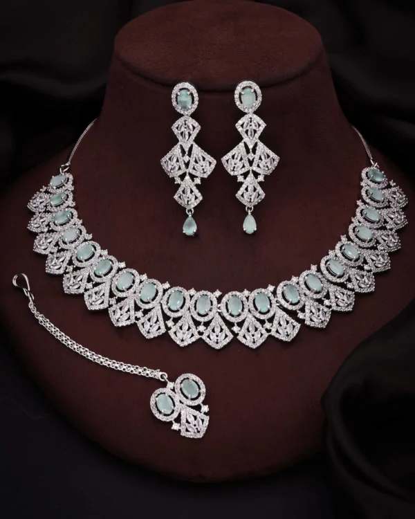 Mint Green Geometric Necklace Set