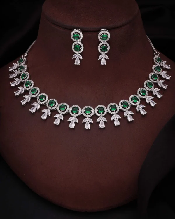 Emerald Green Floral Necklace Set