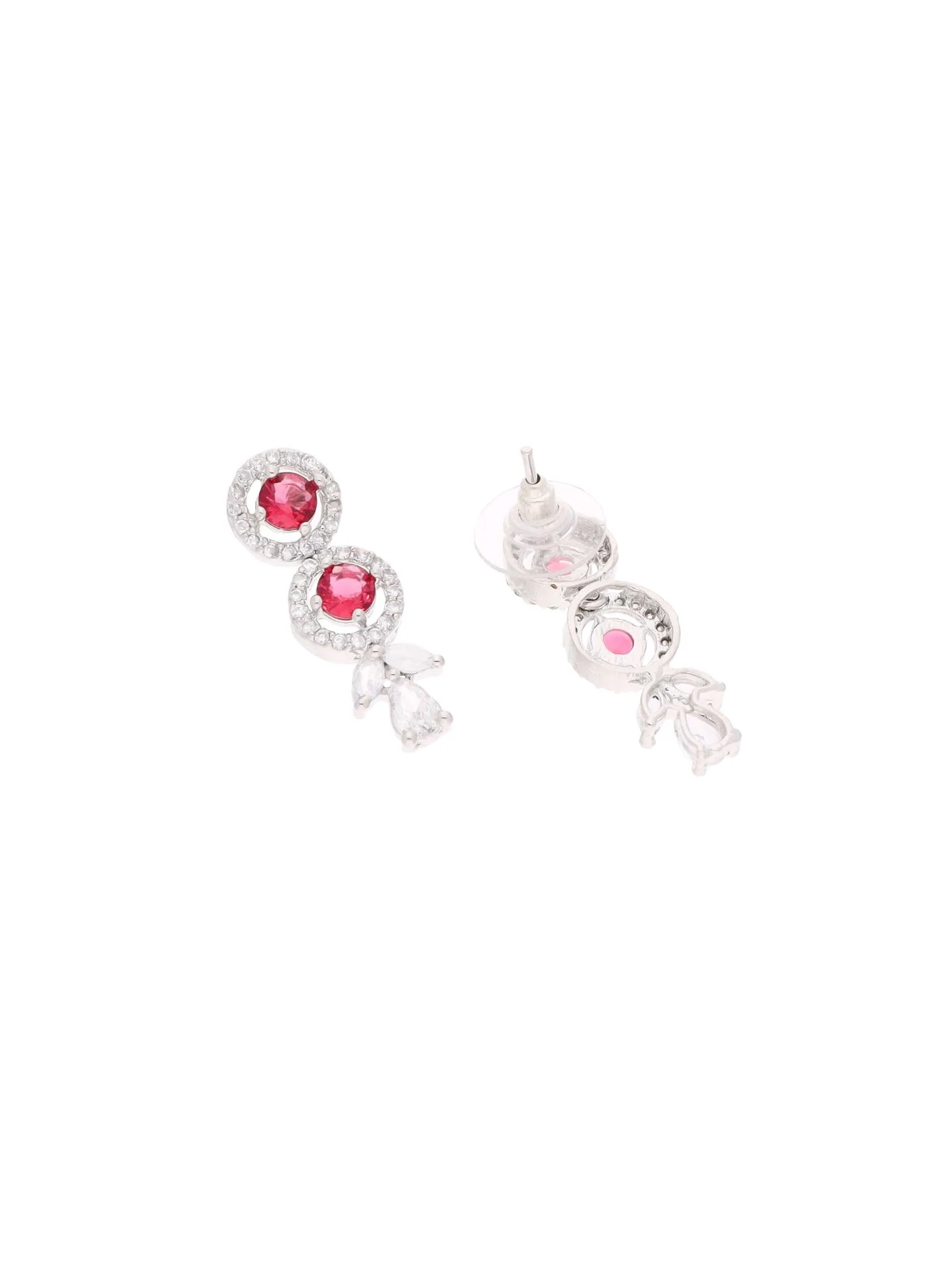 Red Floral Drop Necklace Set - Image 5