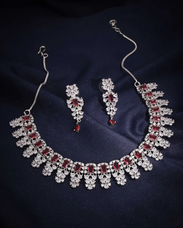 Pink Floral Drop Necklace Set