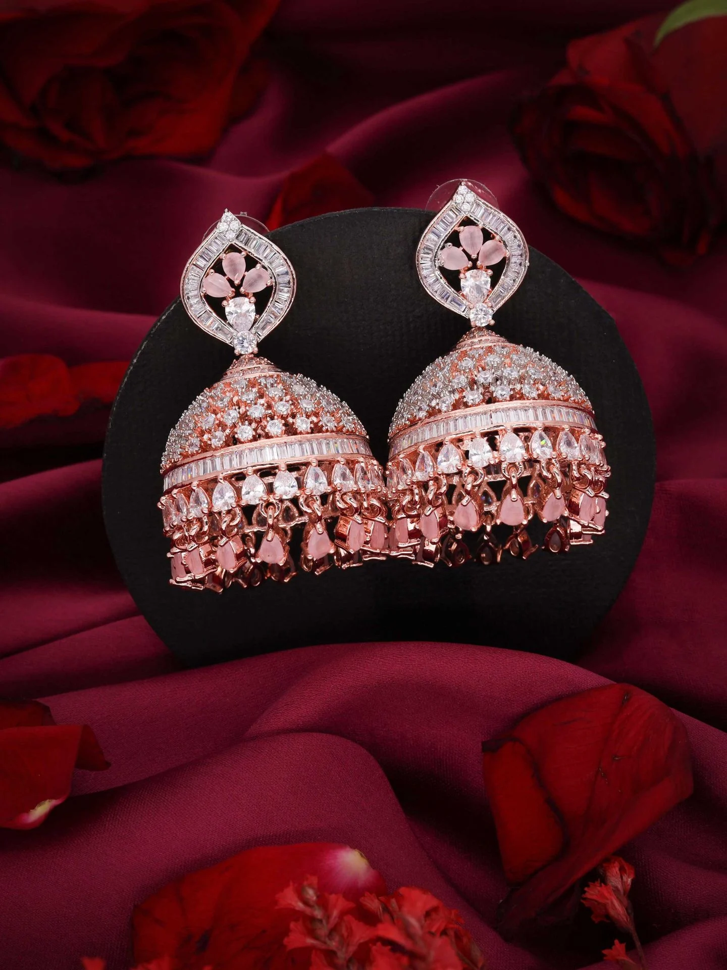 Rose Gold Pink Jhumka - Image 2