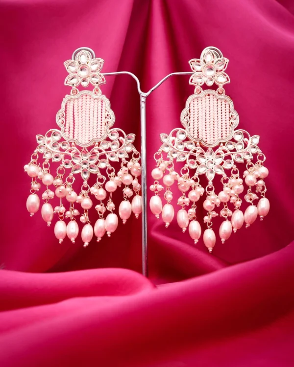White Kundan Drop Earrings