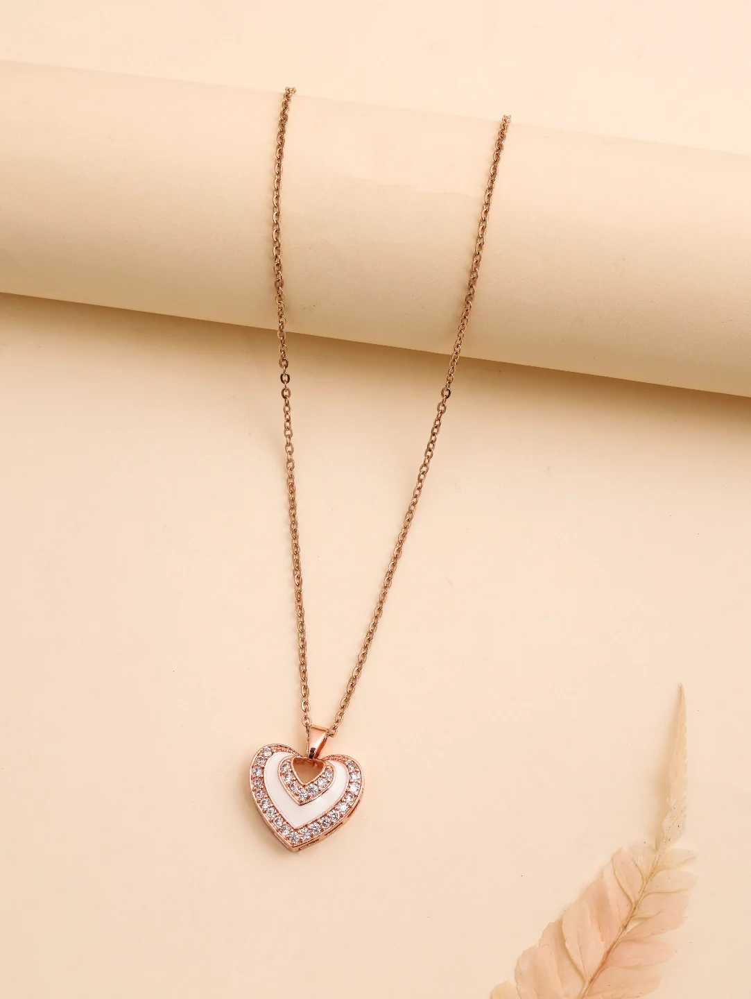 Rose Gold Dual Heart Pendant - Image 2
