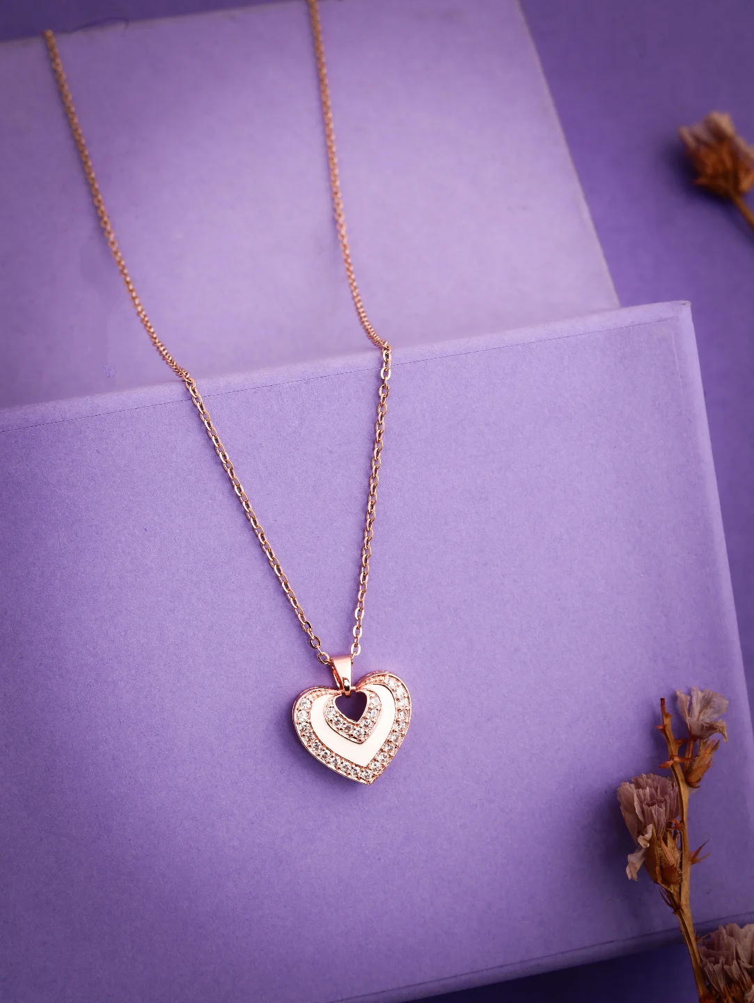 Rose Gold Dual Heart Pendant