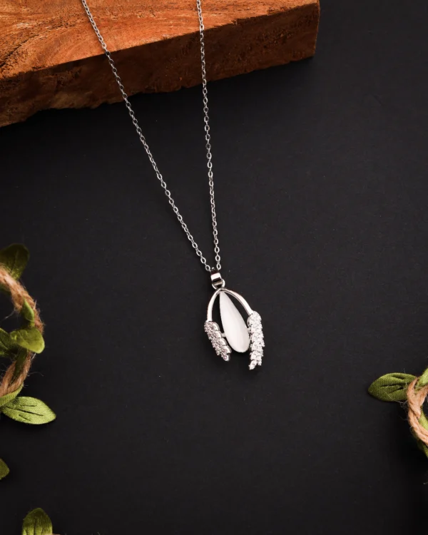 Silver Opal Leaf Pendant