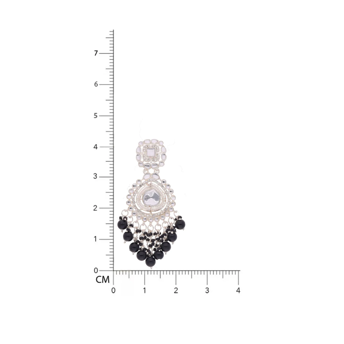 Black Kundan Drop Earrings - Image 7