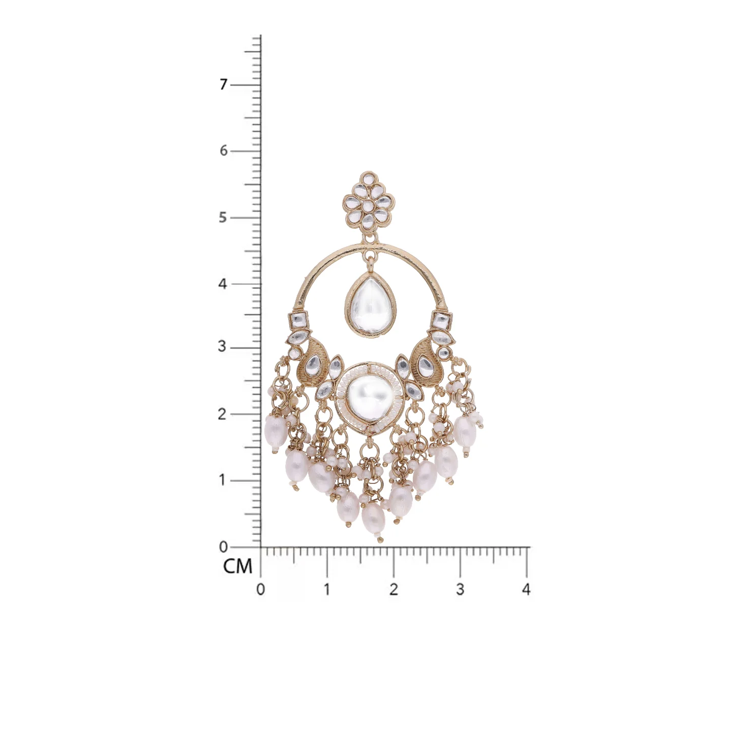 White Kundan Hoop Earrings - Image 6