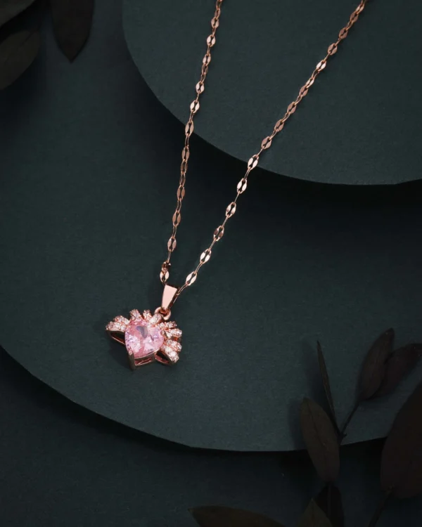 Rose Gold Pink Crystal Pendant