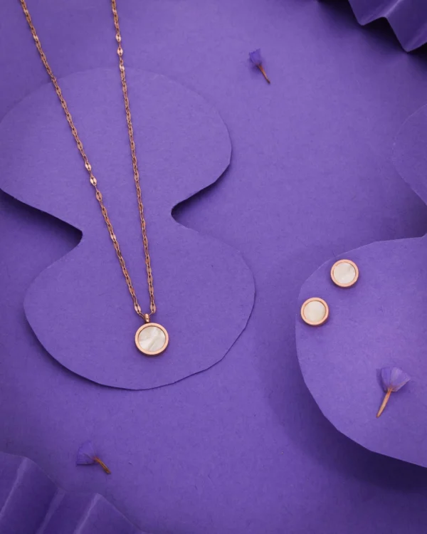 Rose Gold Round Pendant Set