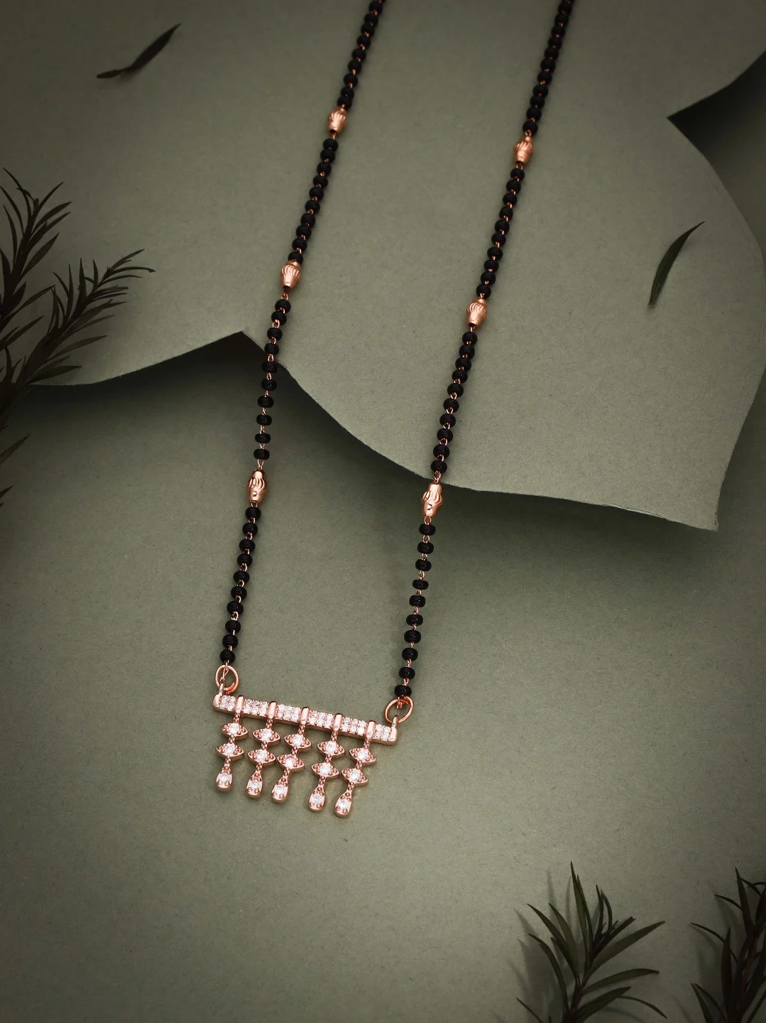 Rose Crystal Tassel Mangalsutra
