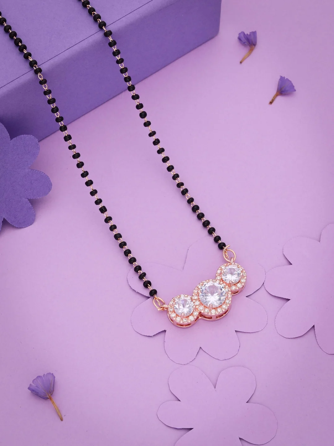 Rose Gold Halo Mangalsutra Set