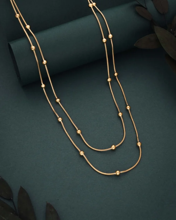 Gold Beaded Layered Chain