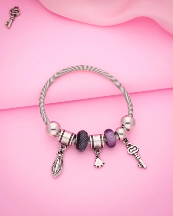 Purple Bead Charm Bracelet
