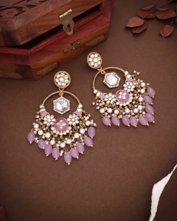 Lavender Bead Pearl Earring