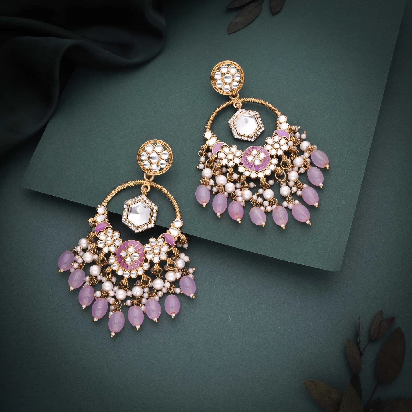 Lavender Bead Pearl Earring - Image 2