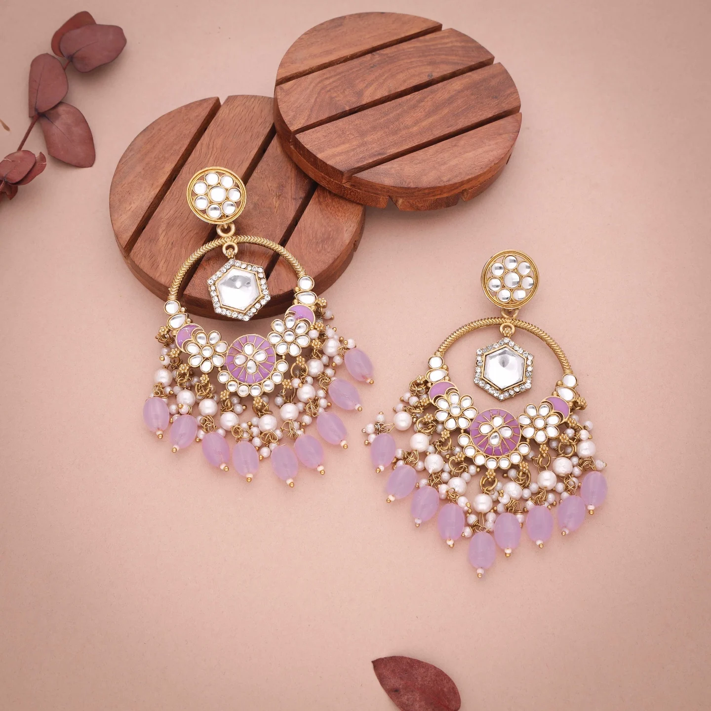 Lavender Bead Pearl Earring - Image 3