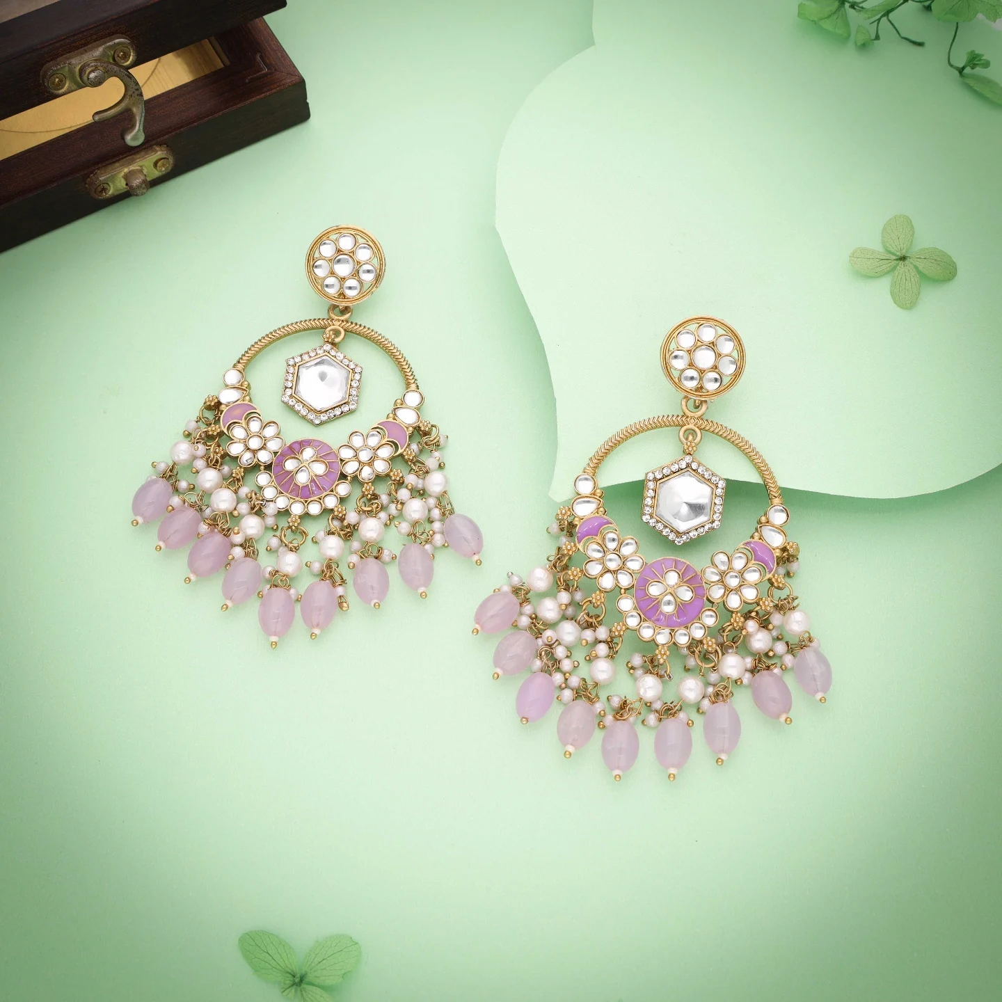 Lavender Bead Pearl Earring - Image 4