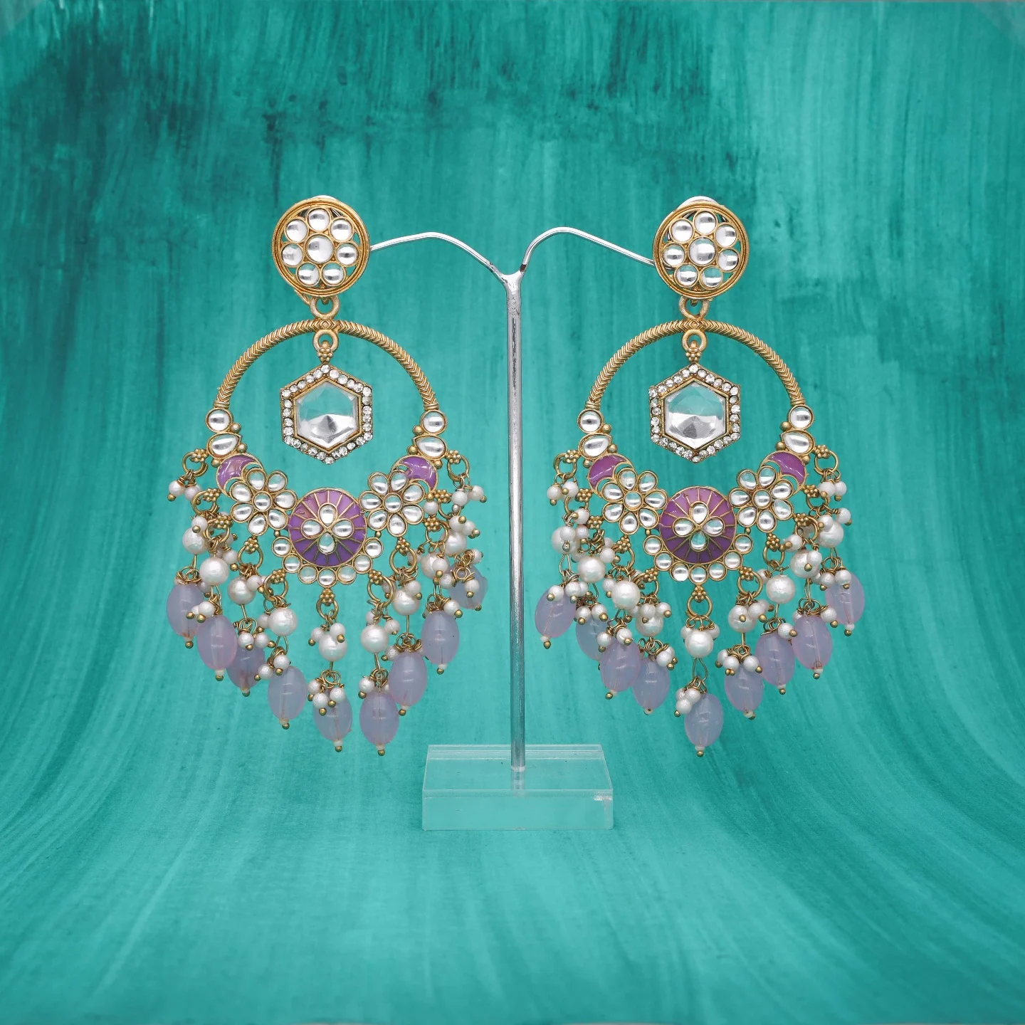 Lavender Bead Pearl Earring - Image 5