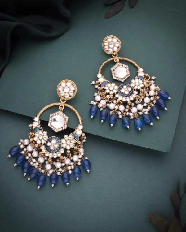 Blue Bead Pearl Earring
