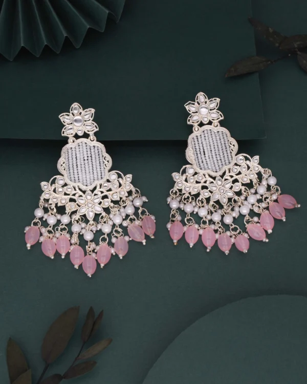 Blush Pink Kundan Drop Earrings