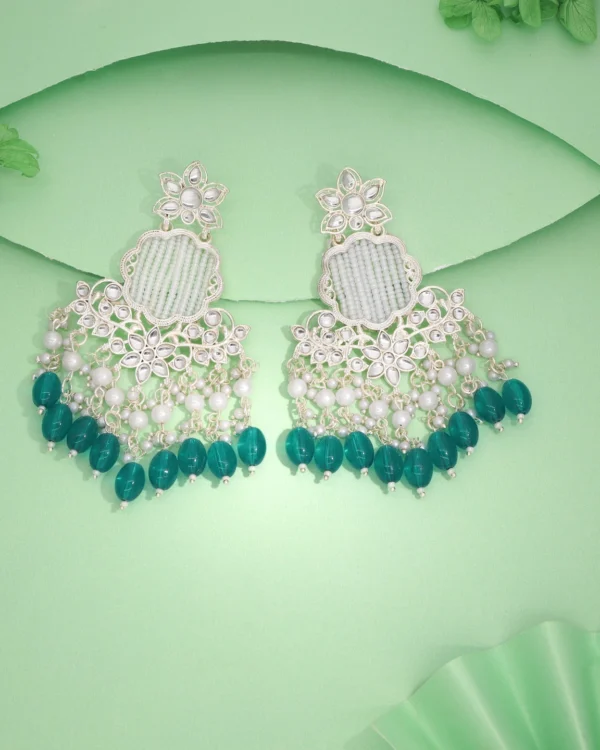 Green Kundan Drop Earrings