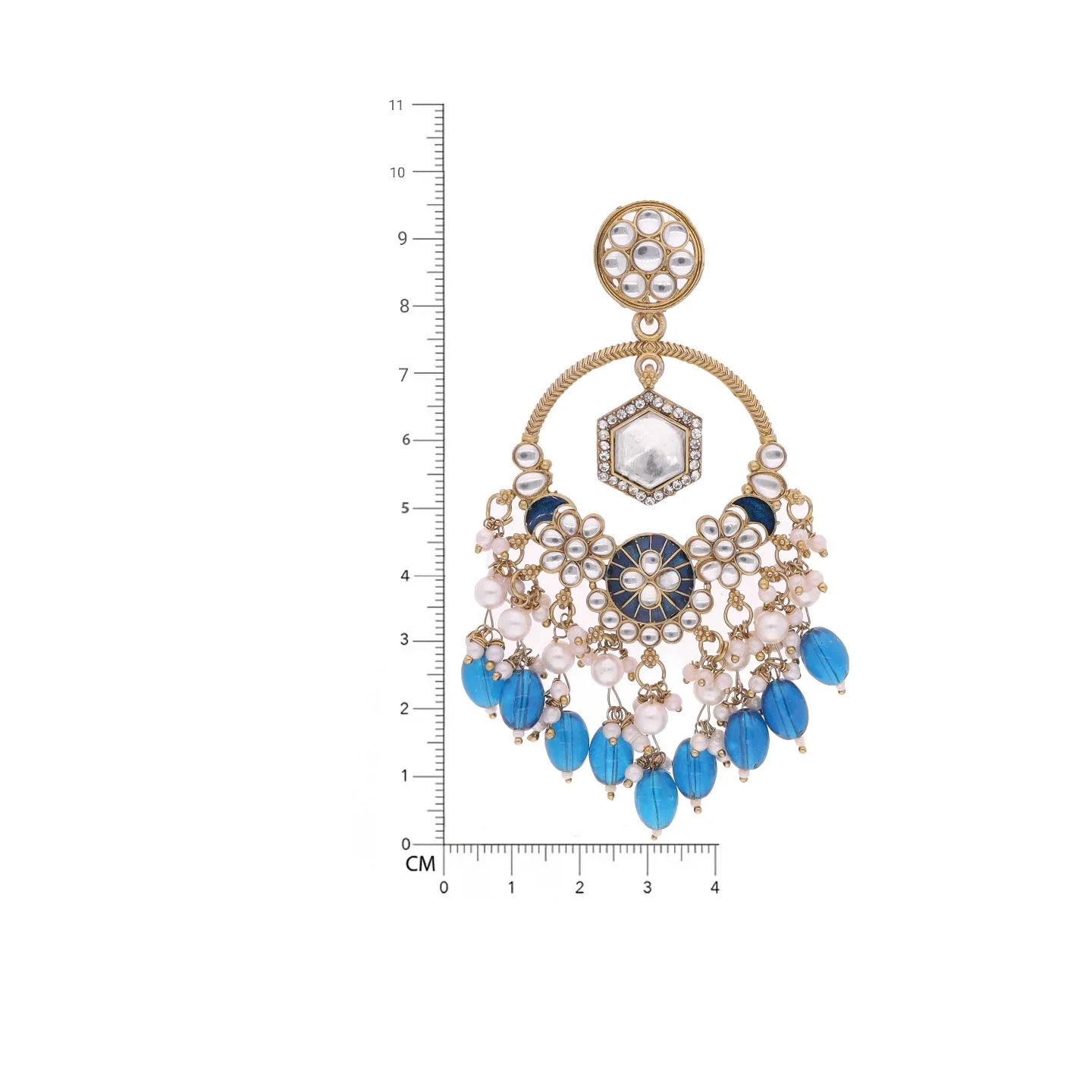 Blue Bead Pearl Earring - Image 6