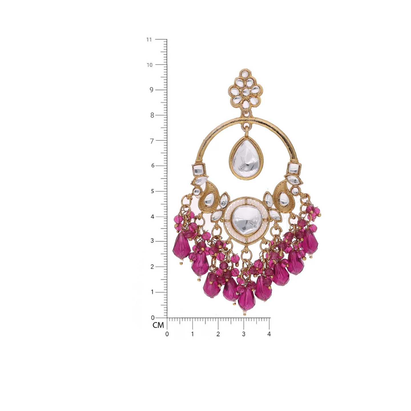 Pink Pearl Kundan Earrings - Image 2