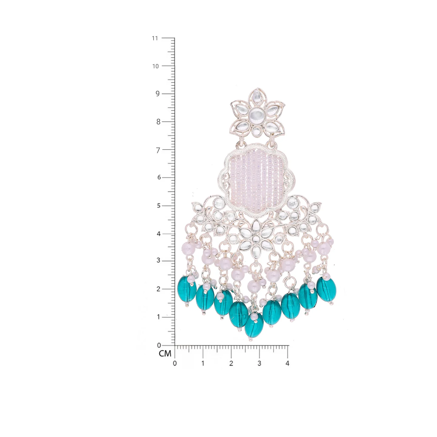 Green Kundan Drop Earrings - Image 6