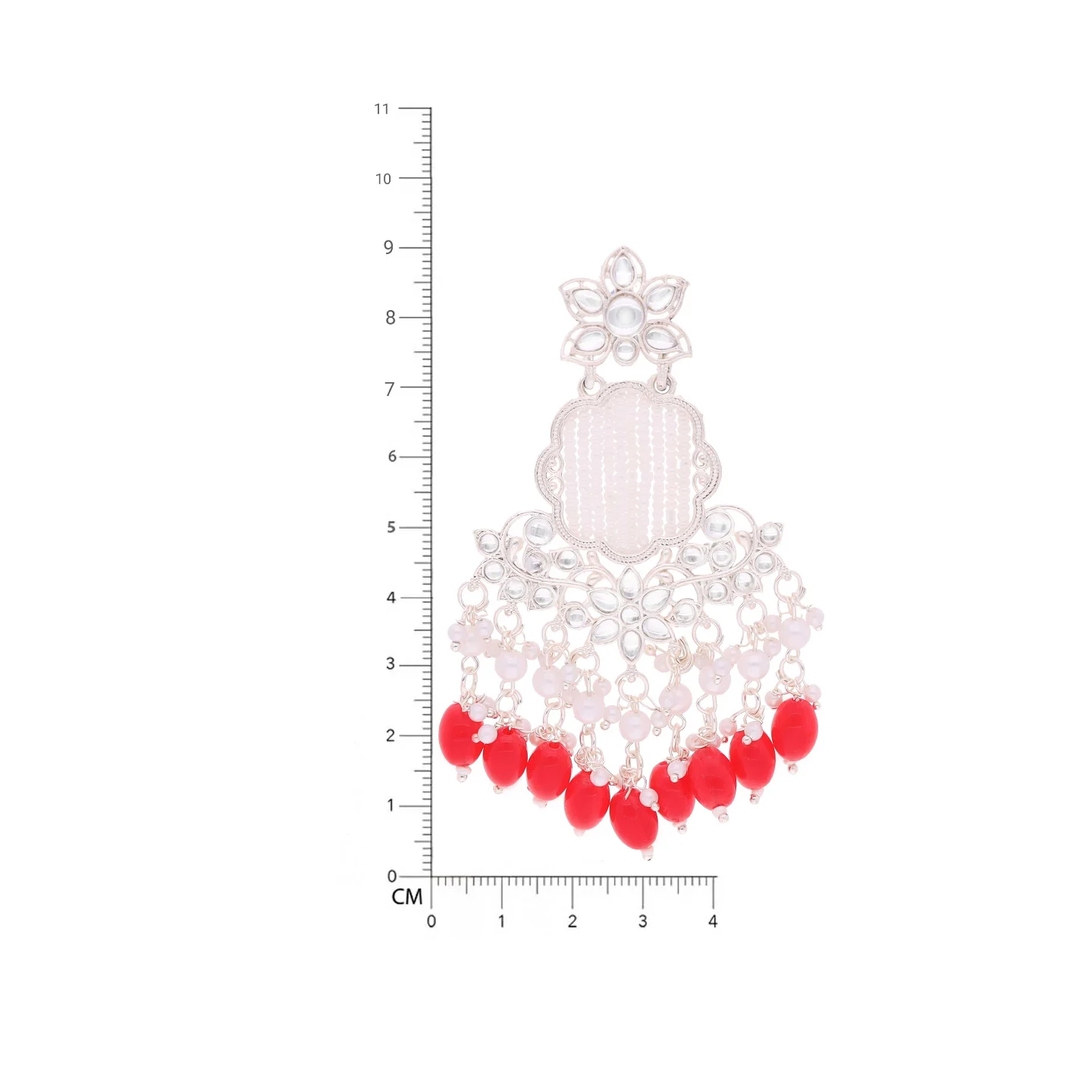 Red Kundan Drop Earrings - Image 5