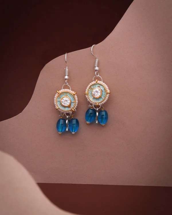 Silver Blue Bead Earrings