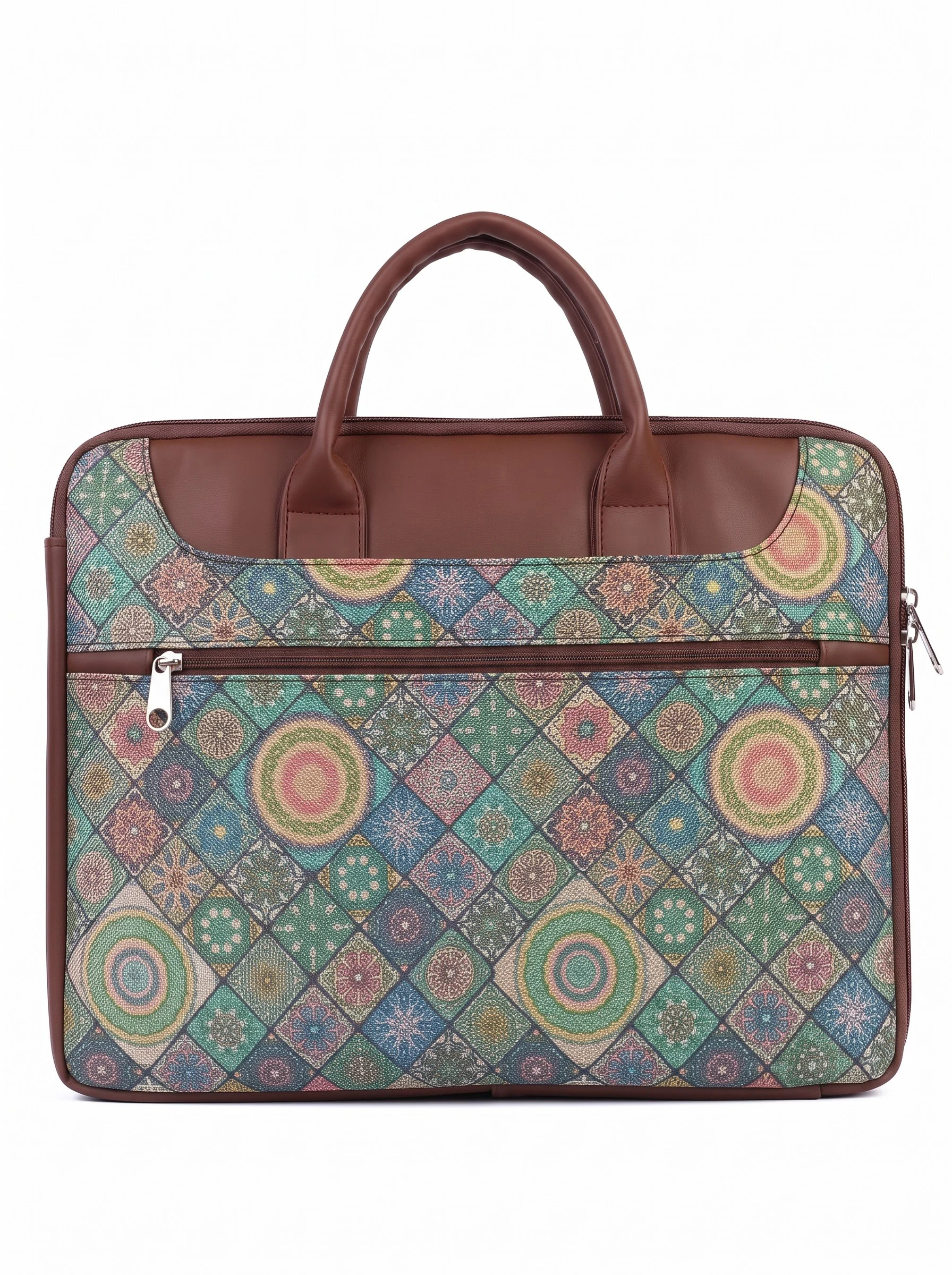 Teal Floral Print Laptop Bag - Image 2