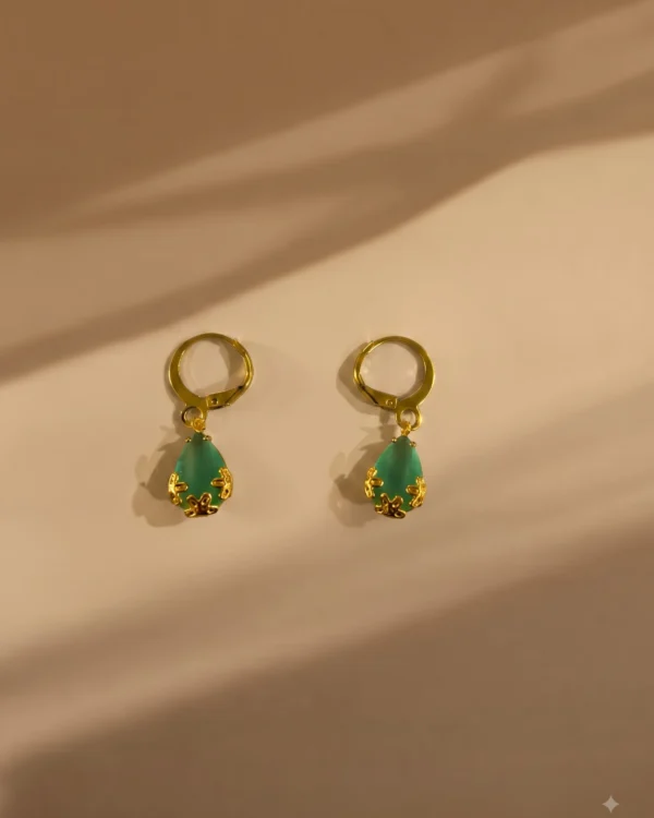 Mint Teardrop Crystal Earrings