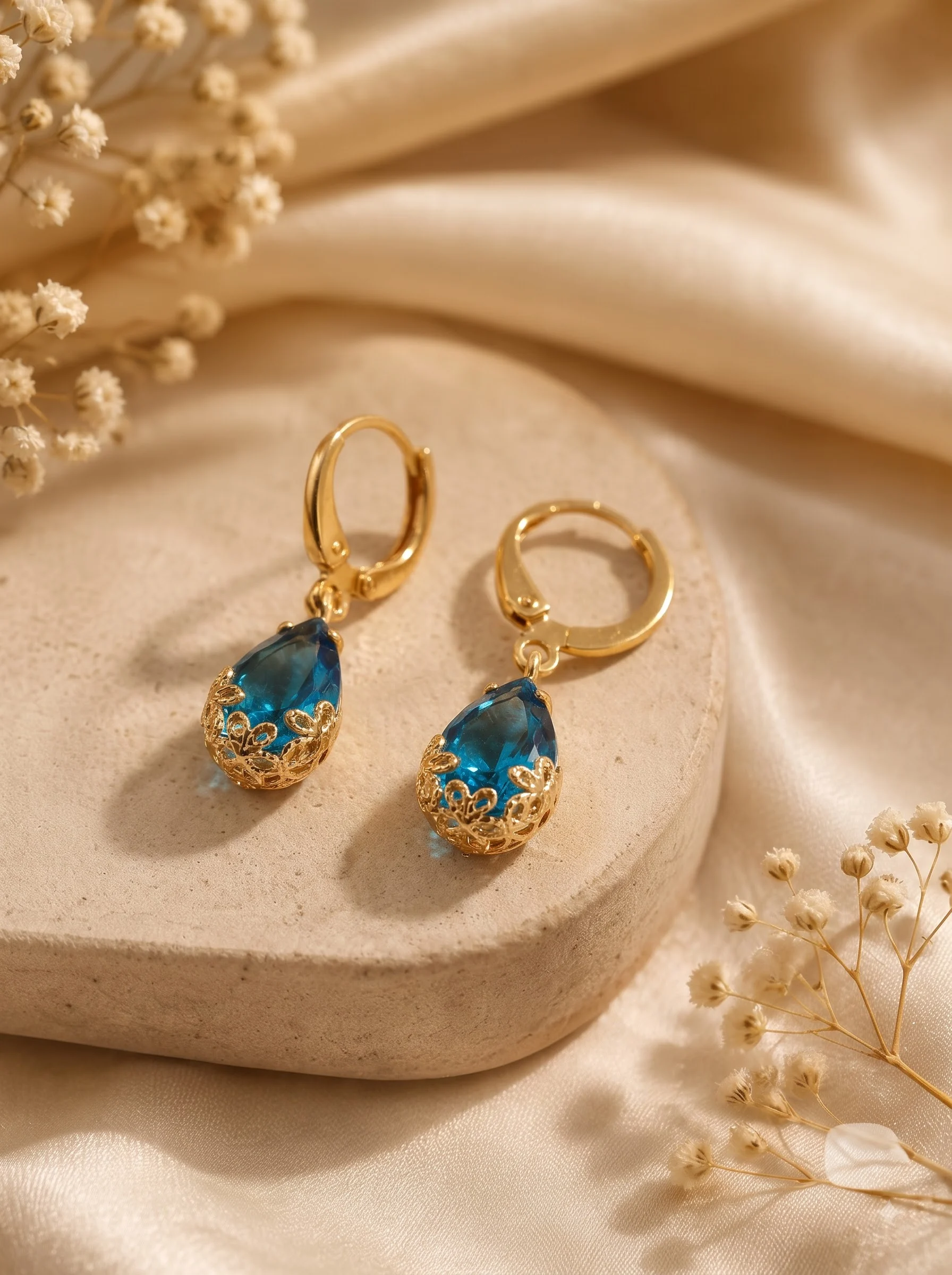 Sky Blue Crystal Earrings Description - Image 5