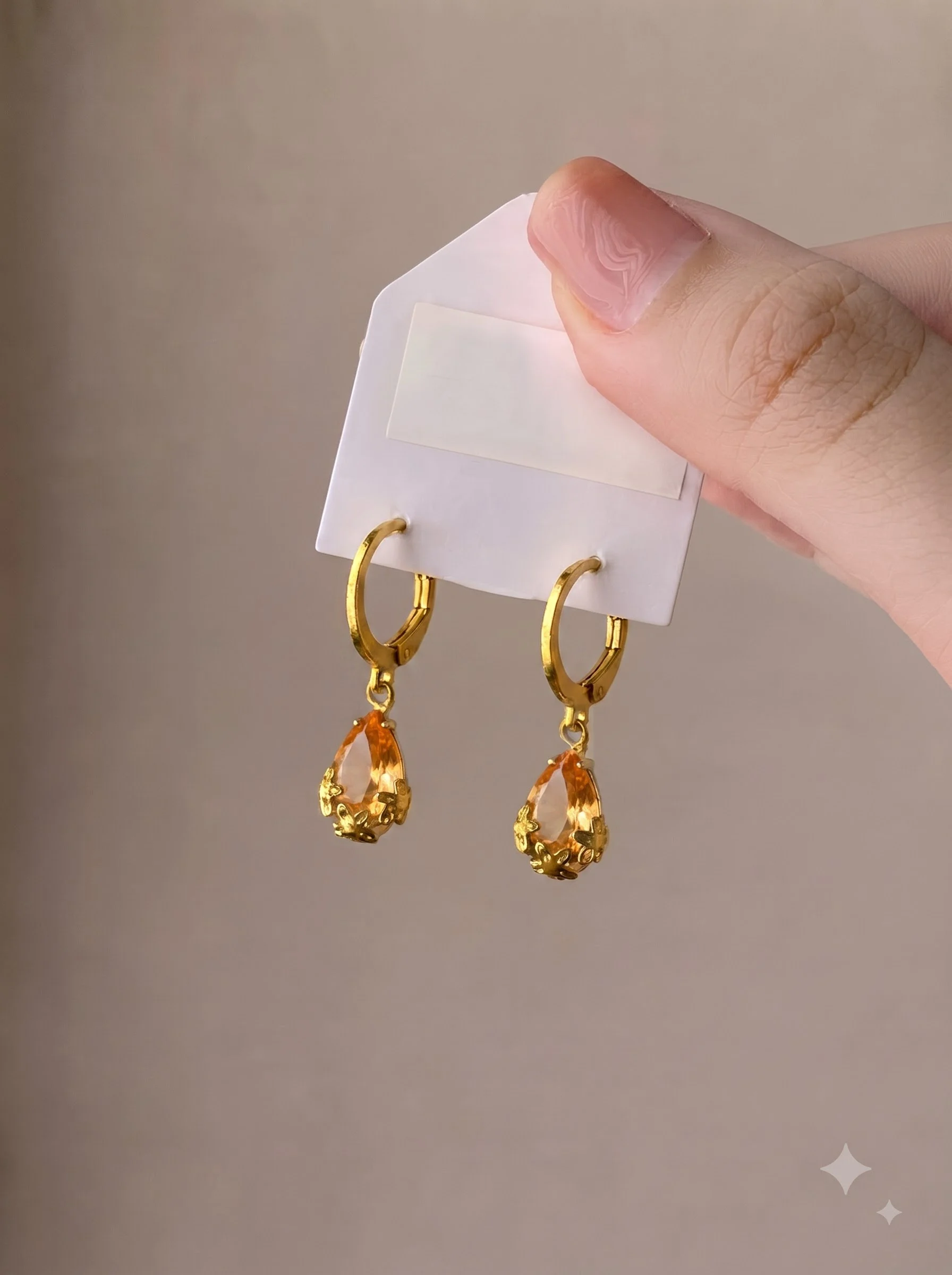 Golden Yellow Crystal Earrings - Image 6