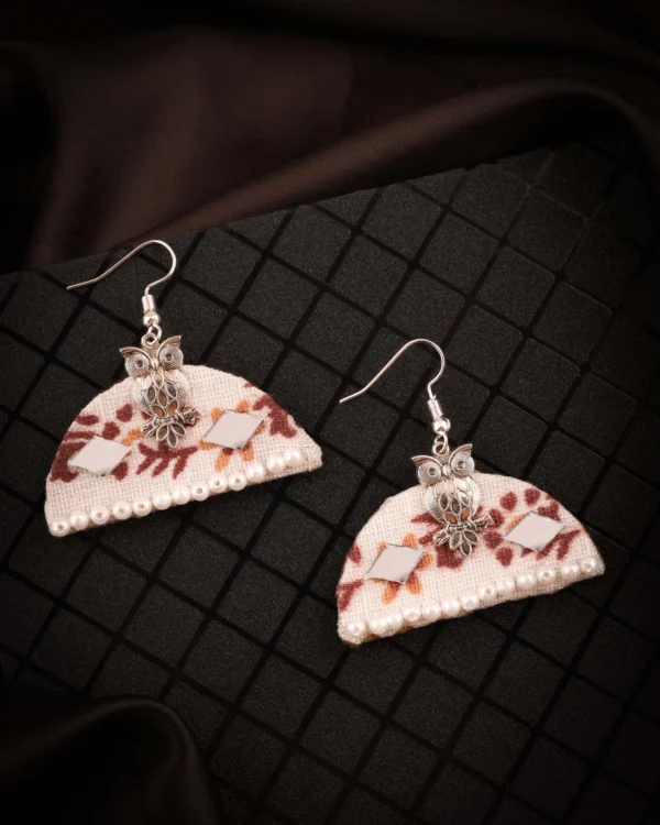 Boho Owl Fabric Drop Earrings