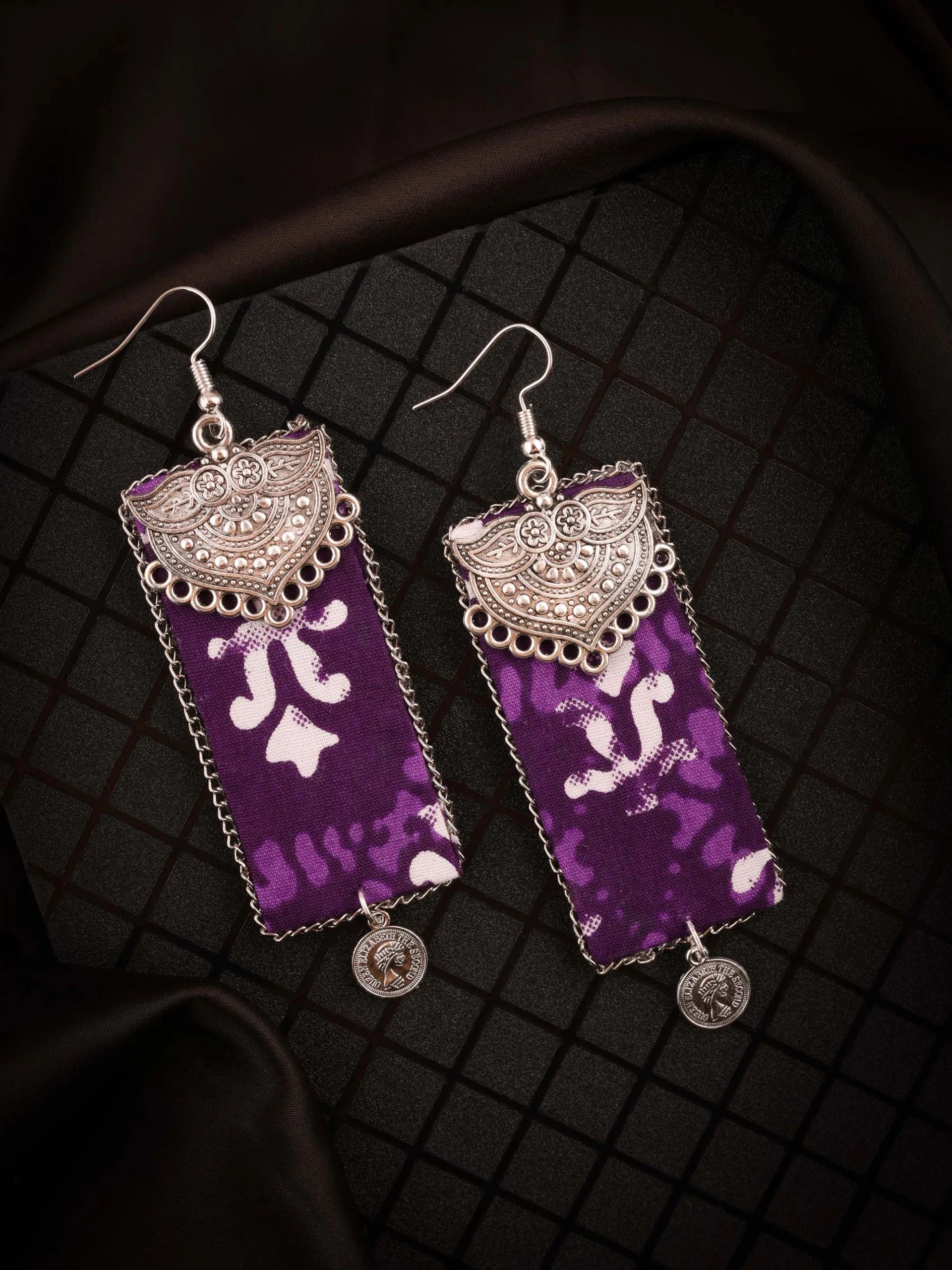 Boho Rectangular Printed Earrings