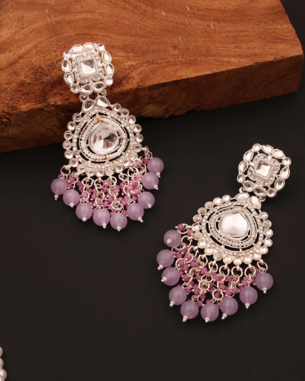 Lavender Pearl Kundan Earrings