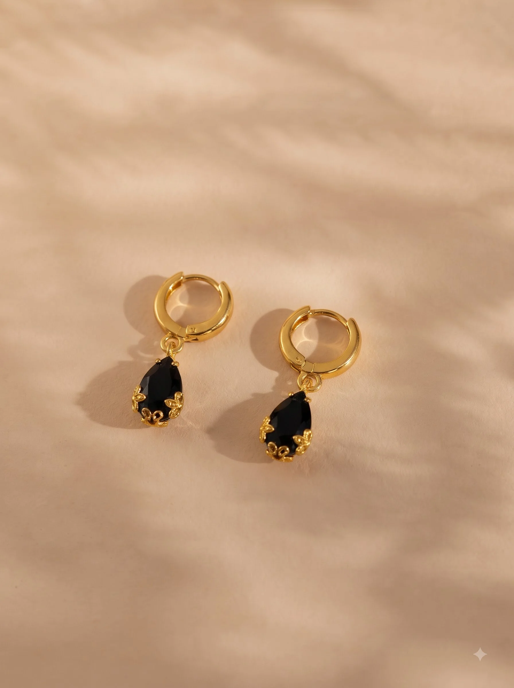 Gold Teardrop Crystal Earrings - Image 4