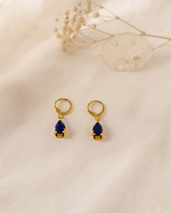 Blue Teardrop Crystal Earrings