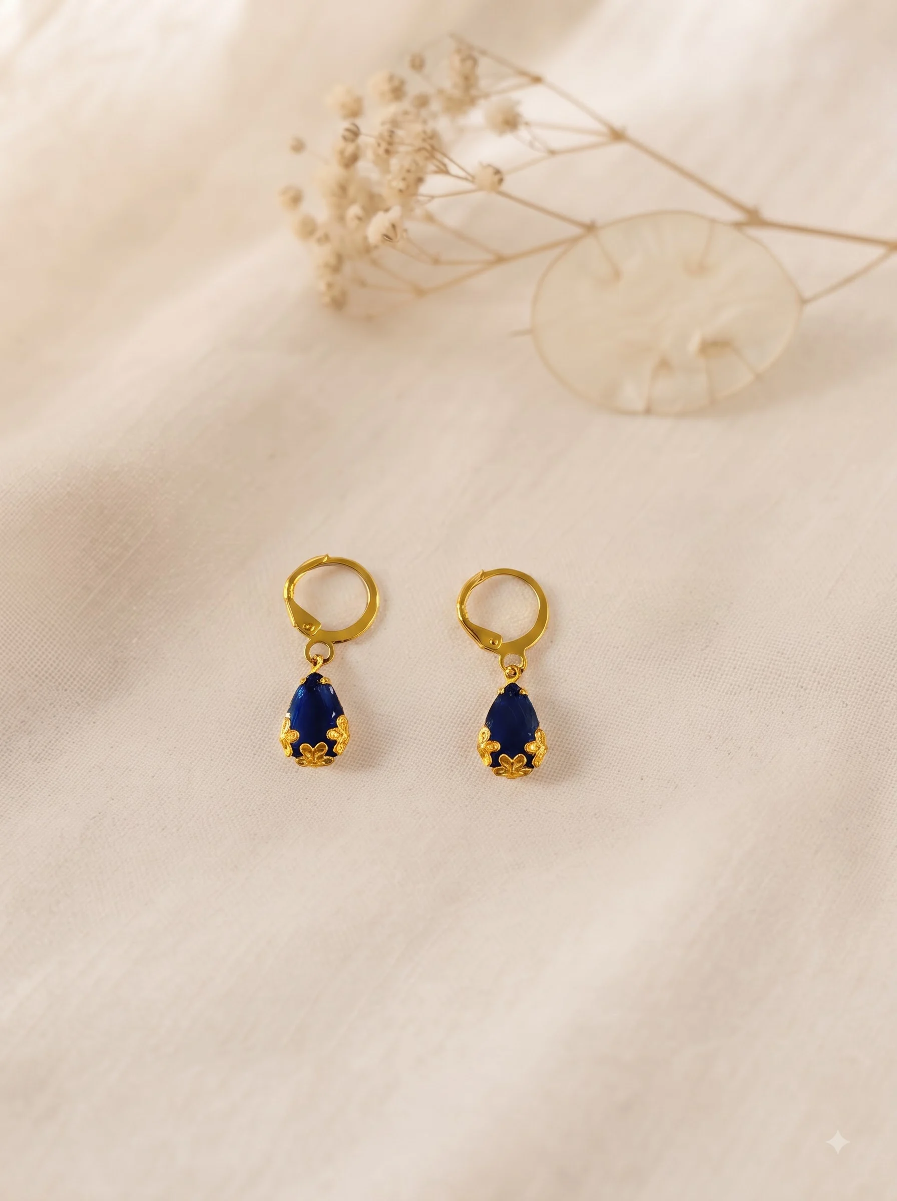 Blue Teardrop Crystal Earrings