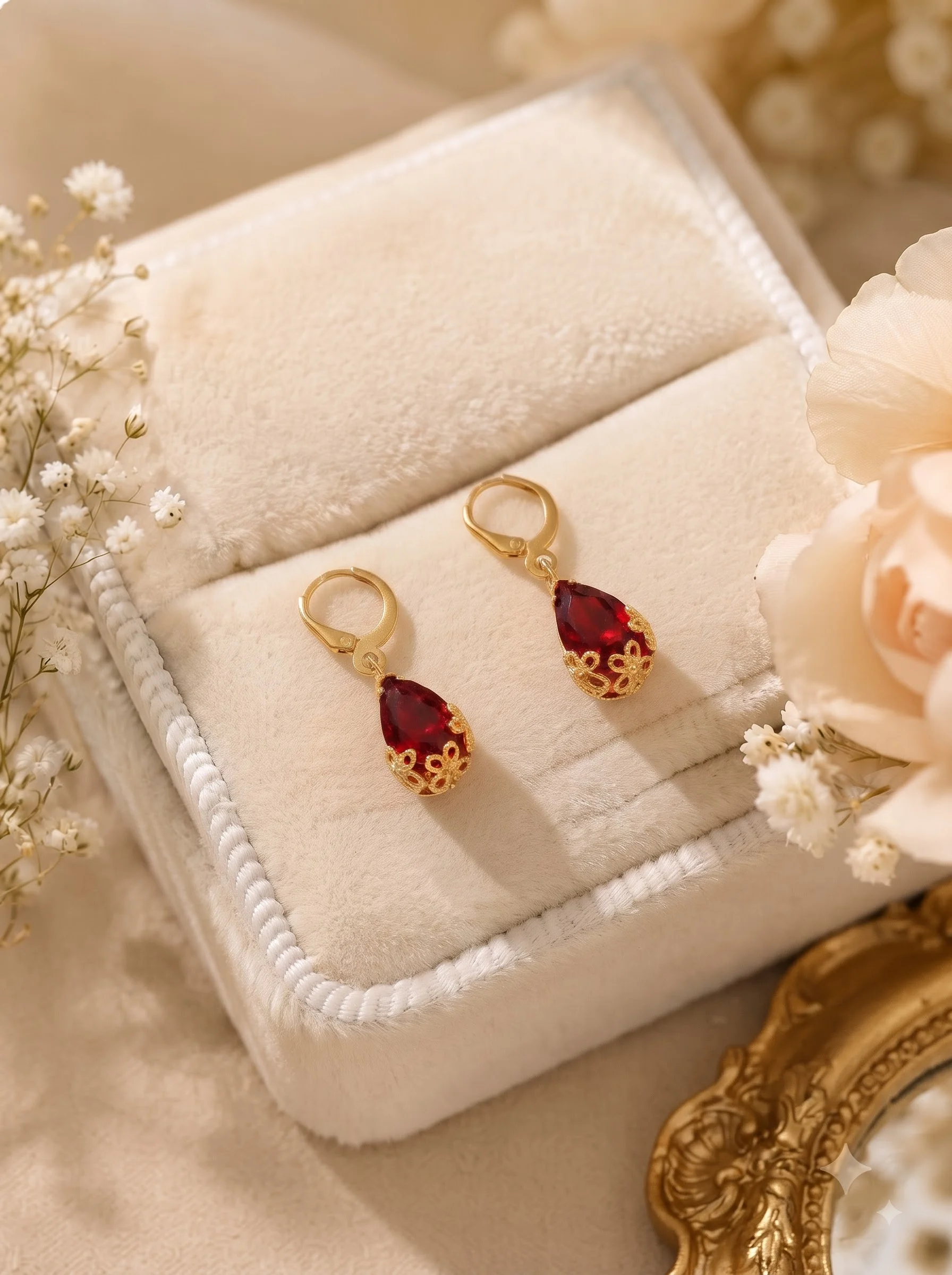 Red Teardrop Crystal Earrings