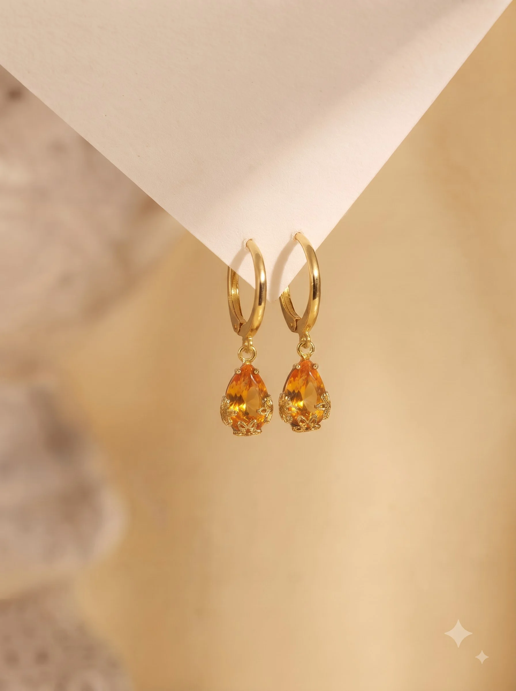 Golden Yellow Crystal Earrings - Image 5