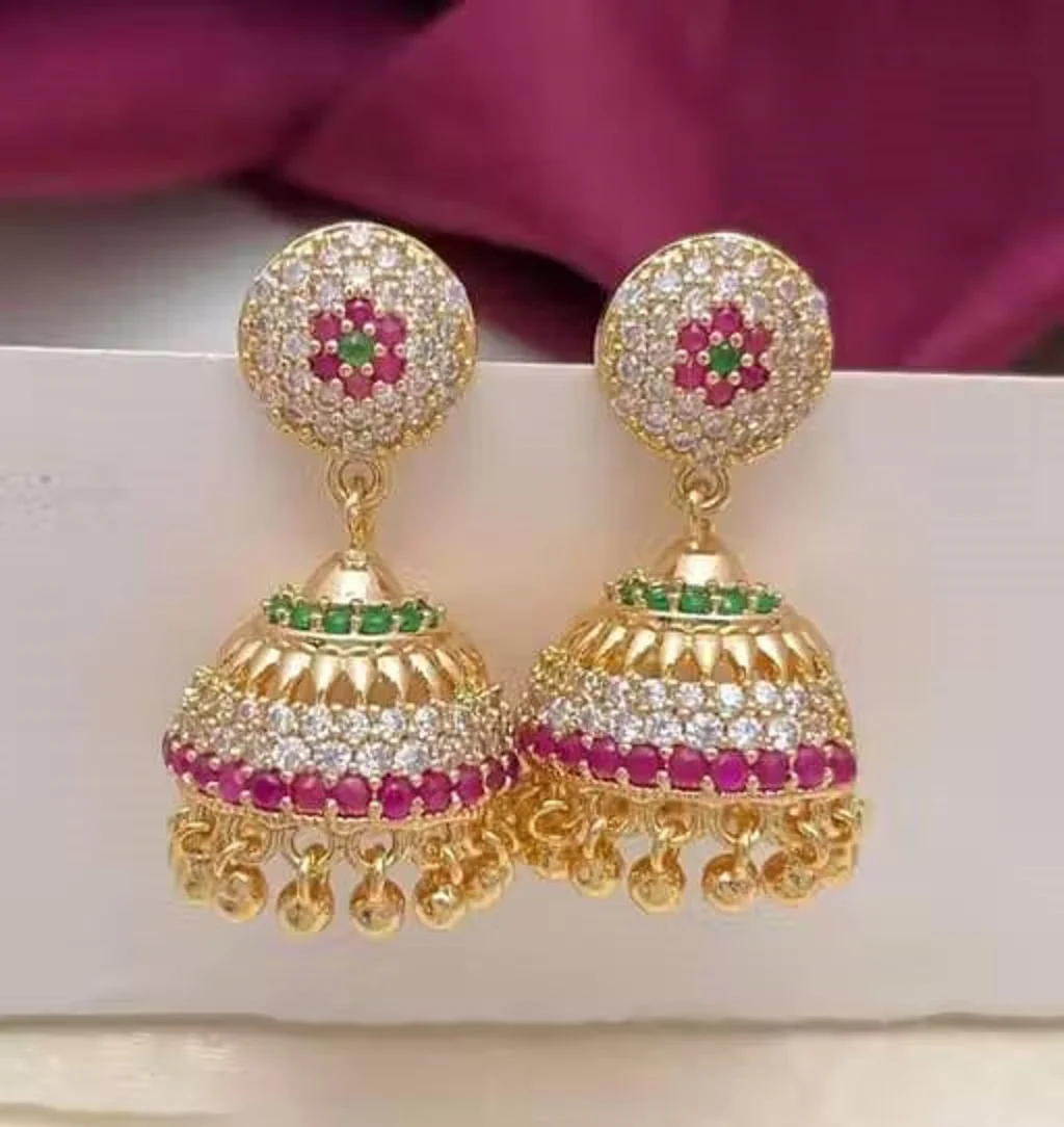 Elegant Gold Jhumka Earrings - Image 6