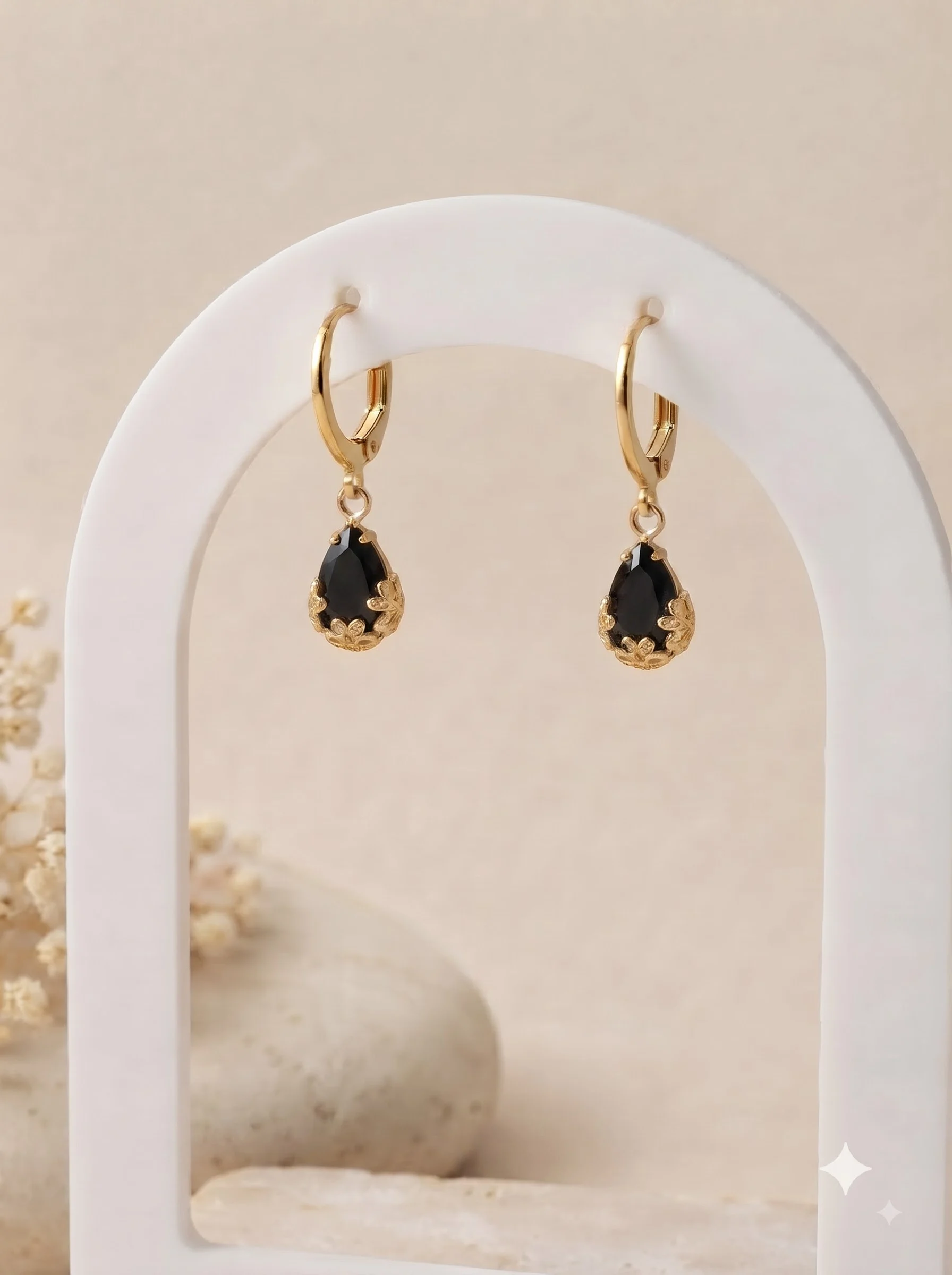 Gold Teardrop Crystal Earrings