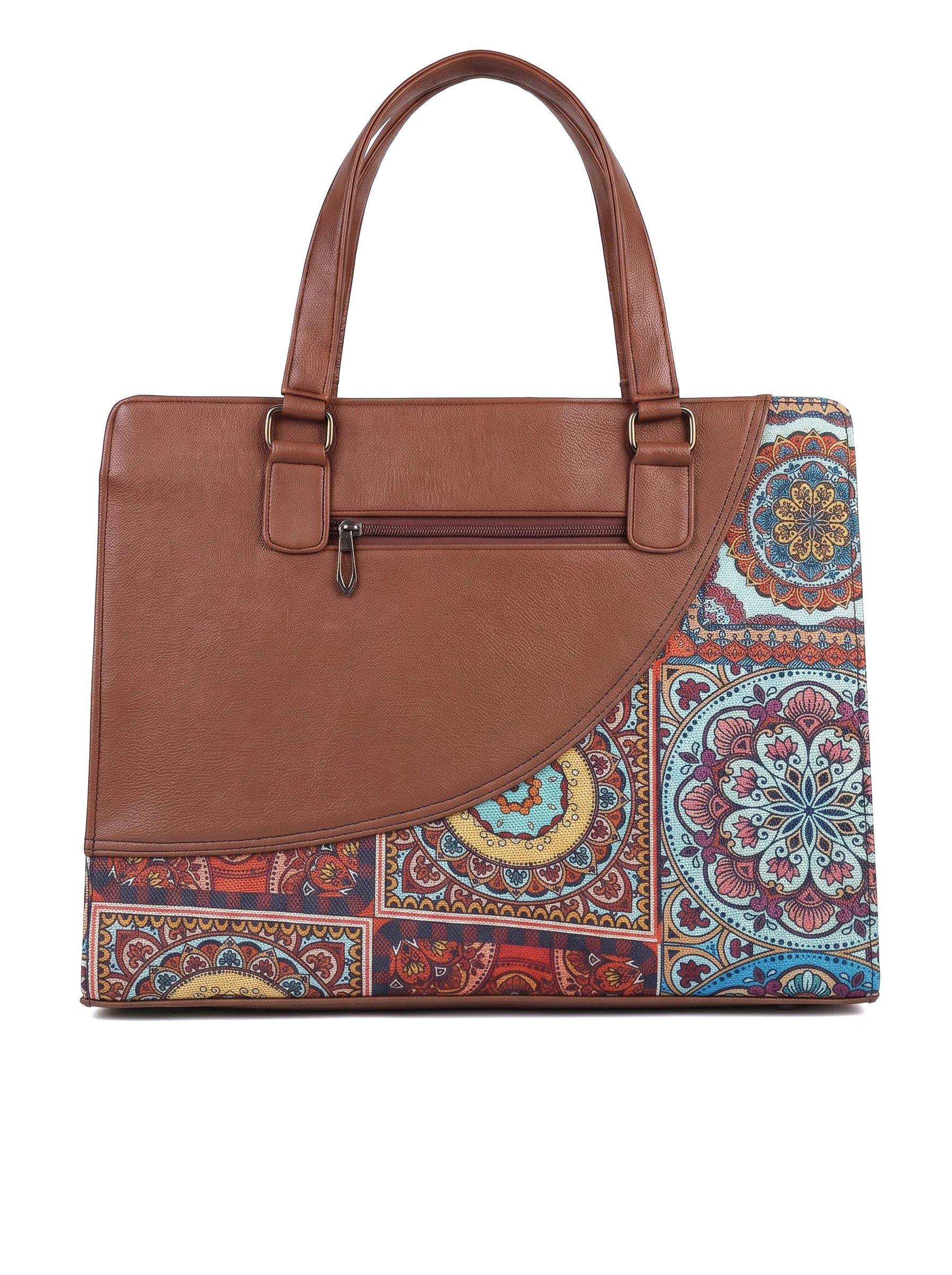 Brown Boho Printed Tote Handbag - Image 4