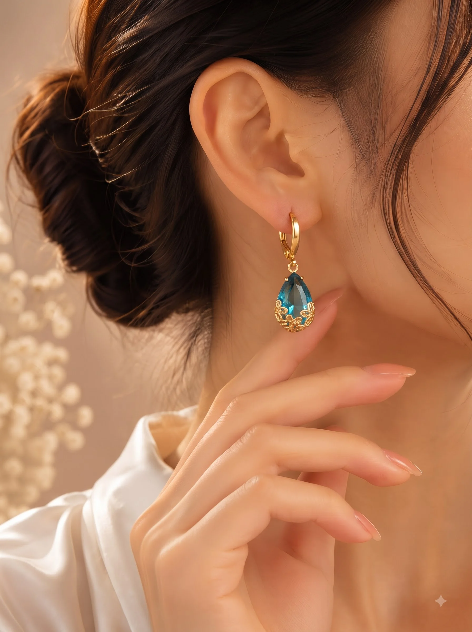 Sky Blue Crystal Earrings Description - Image 2