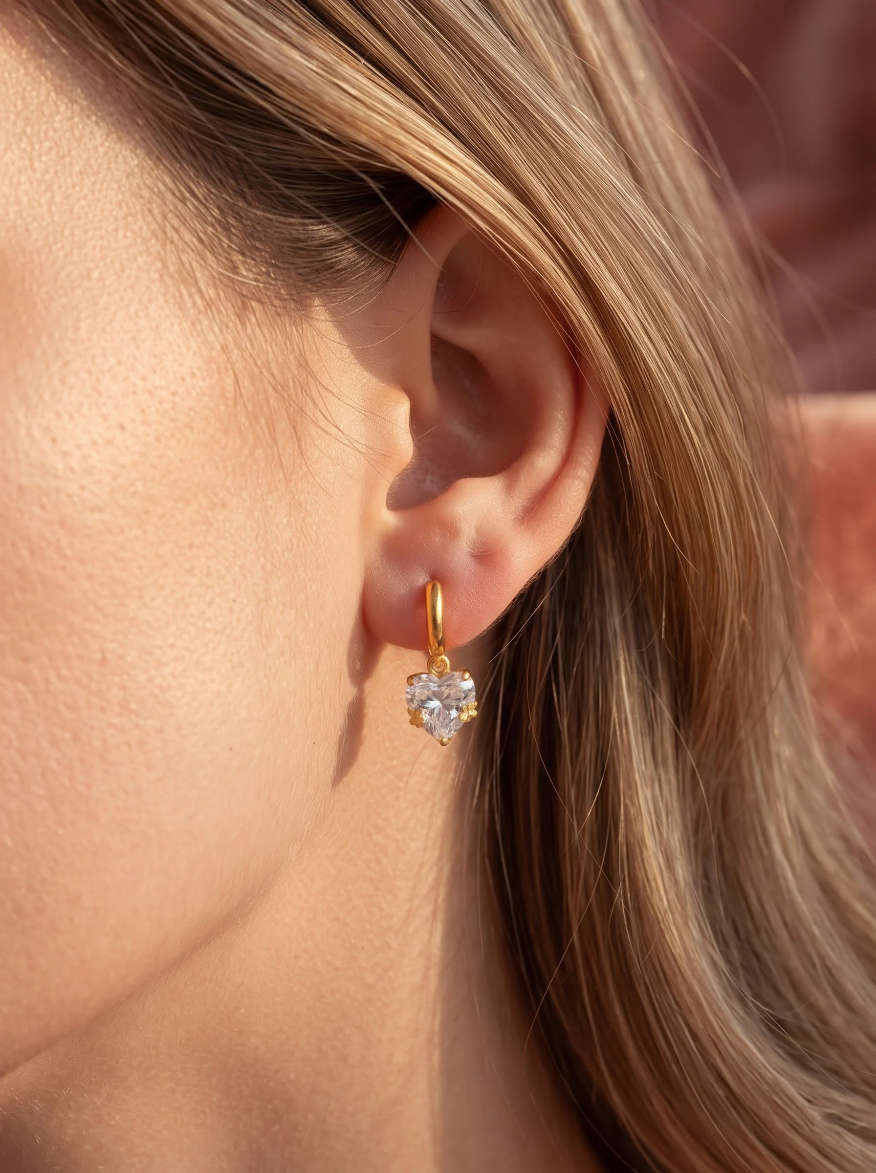Golden White Heart Earrings(Chelvi-white) - Image 5
