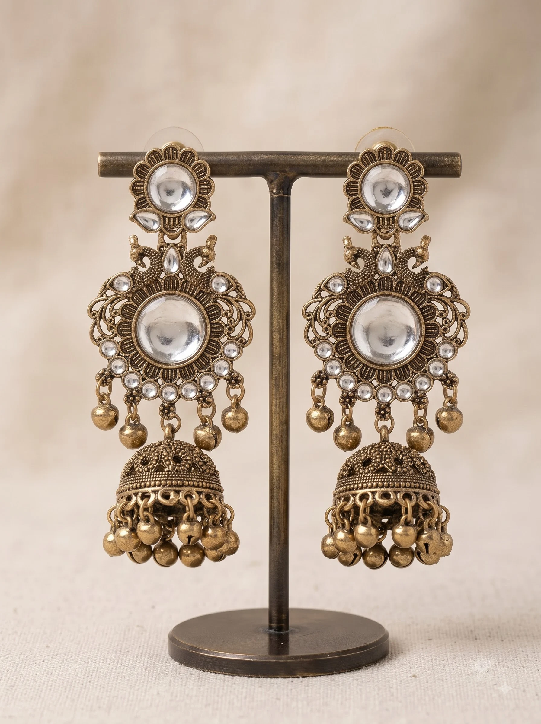 Antique White Stone Jhumka