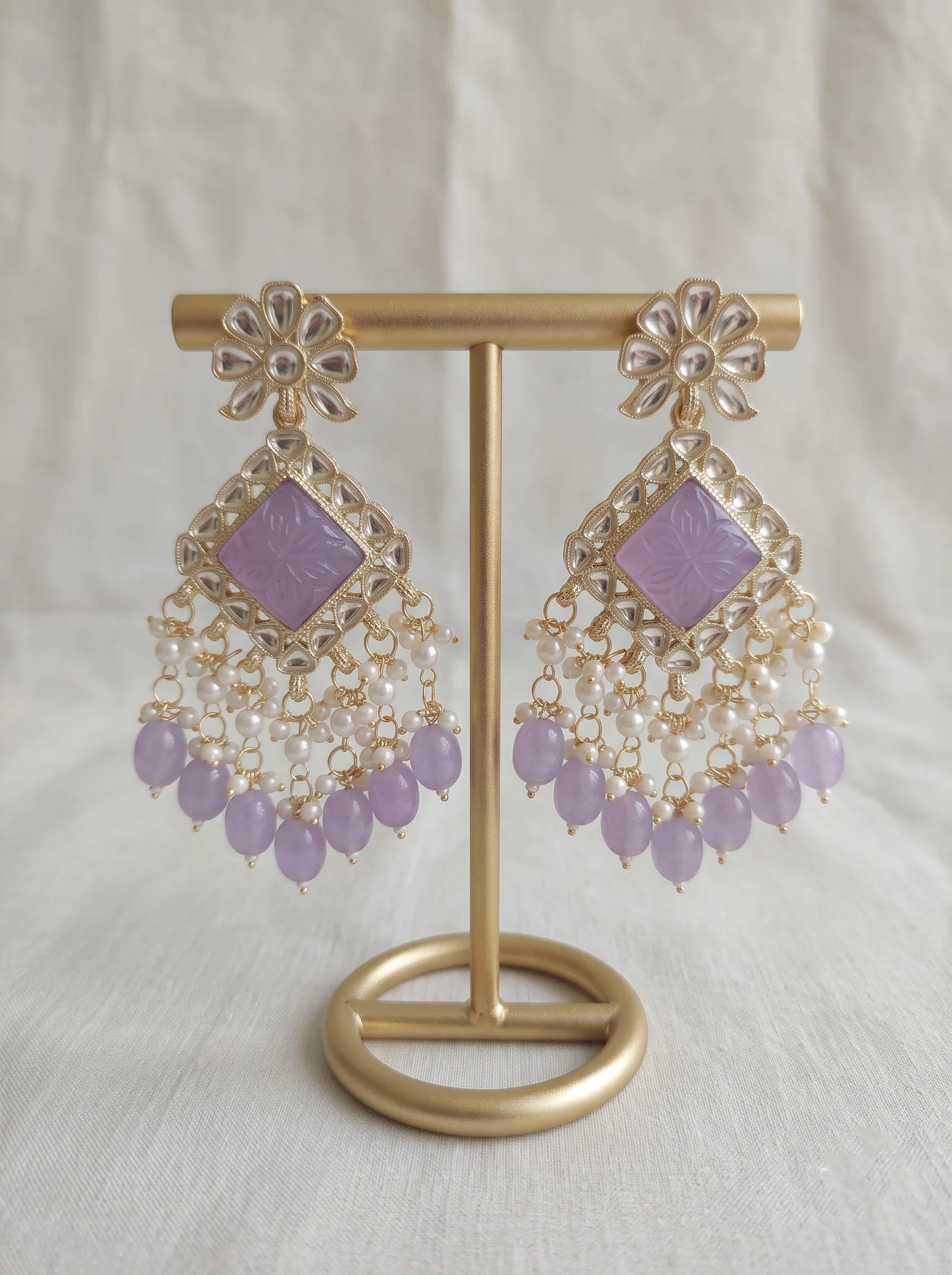 Purple Bead Earrings - Image 2