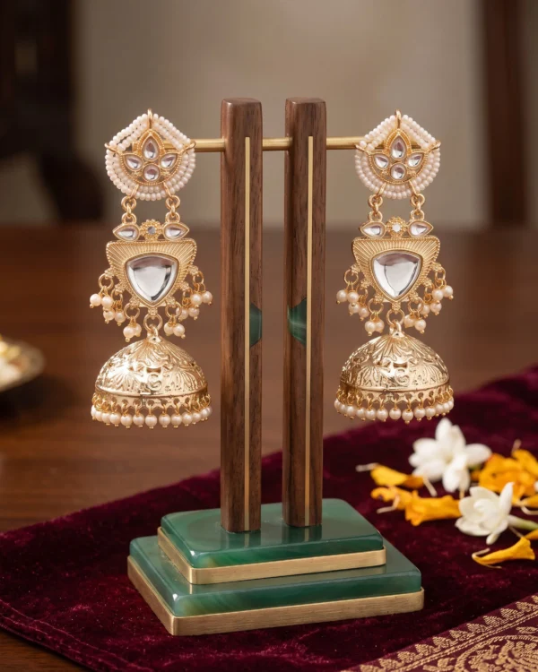 Gold Plated Designer Jhumka Earrings